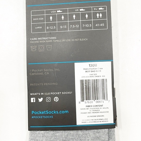 NEW Pocket Socks Best Dad Ever crew socks - Picture 3 of 3